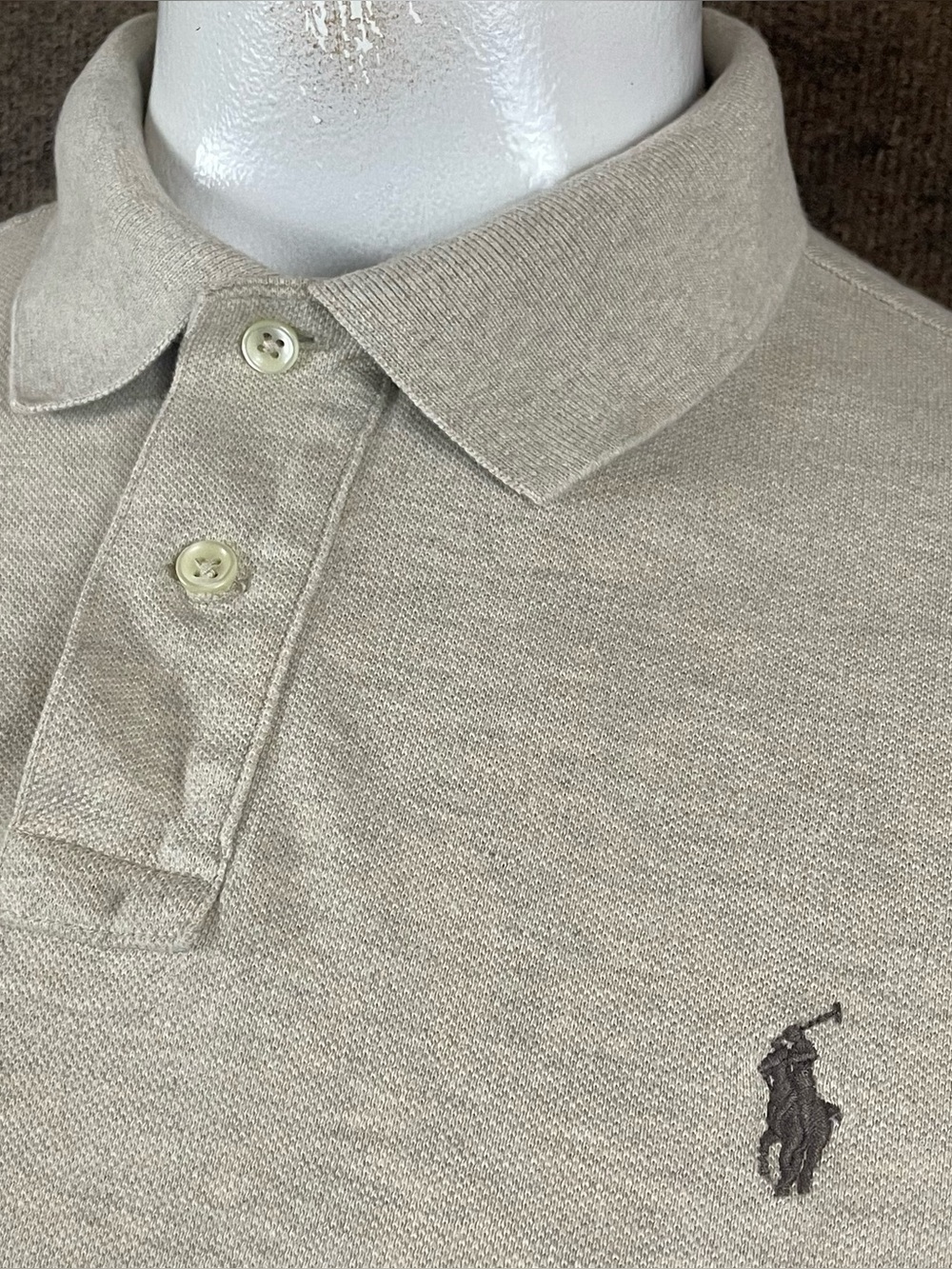 Polo Ralph Lauren Polo Shirt Mens XL Tan Beige Custom Fit Short Sleeve Ws